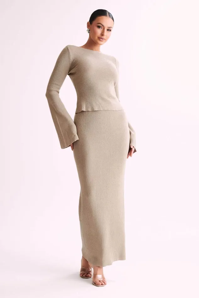 Women Meshki Tops Zahra Backless Knit Top 8211 Taupe