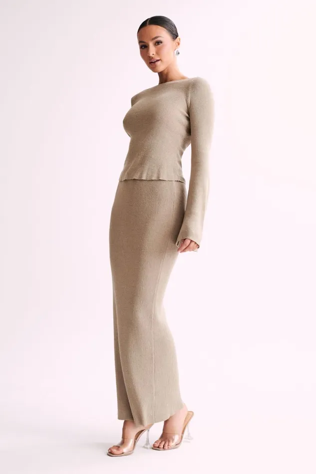 Women Meshki Tops Zahra Backless Knit Top 8211 Taupe