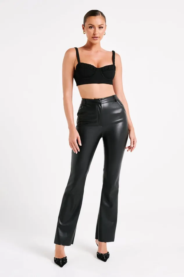 Women Meshki Tops Zaira Cupped Crepe Crop Top 8211 Black