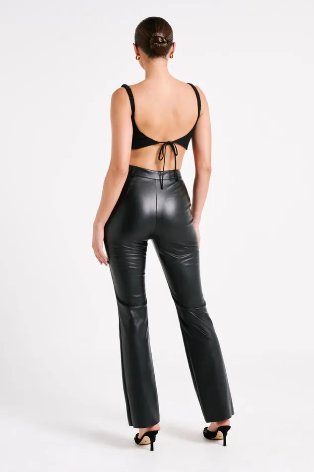 Women Meshki Tops Zaira Cupped Crepe Crop Top 8211 Black