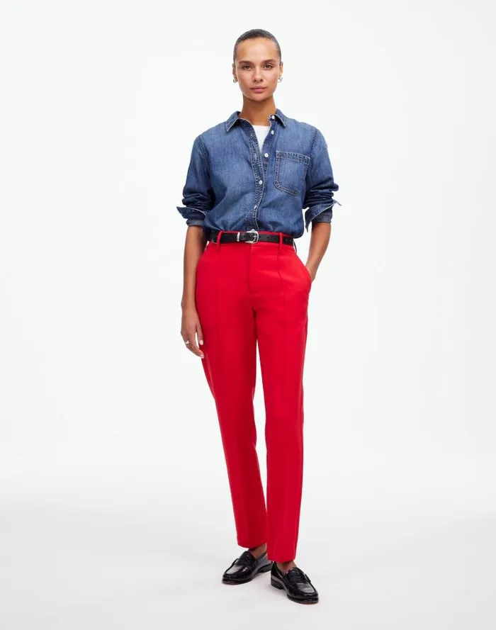 Women MidRise Slim Ankle Pant Bright Cherry Madewell Pants
