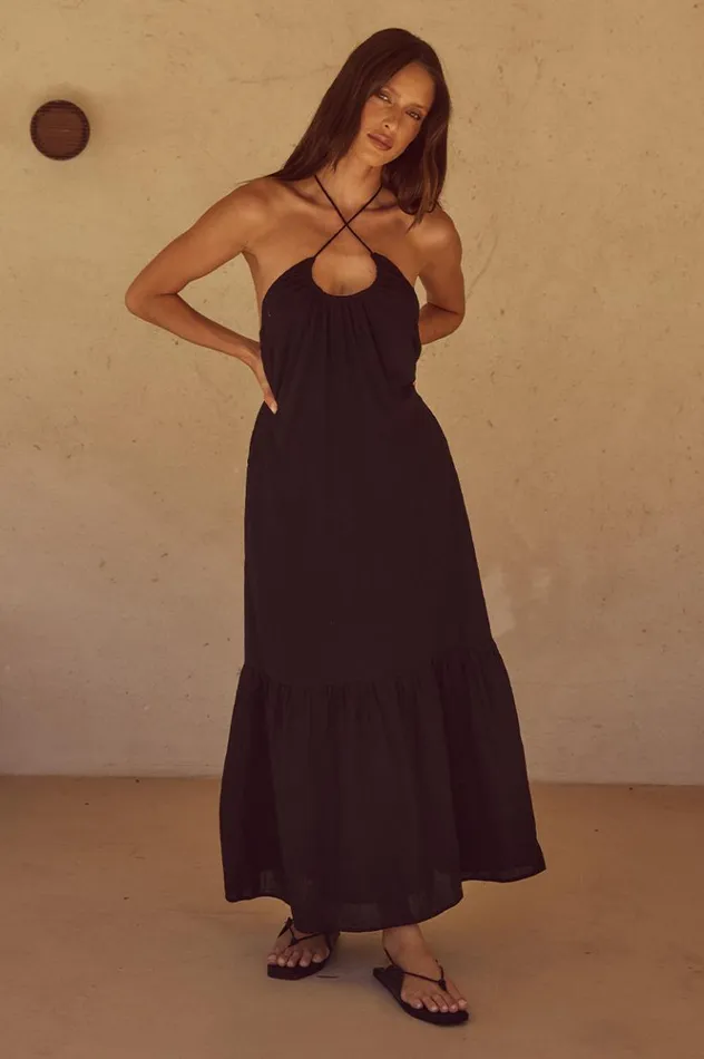 Women Midi Dresses Runaway The Label ABISS MIDI DRESS Black