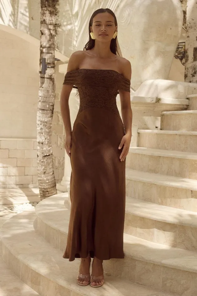 Women Midi Dresses Runaway The Label AMORET MIDI DRESS Espresso