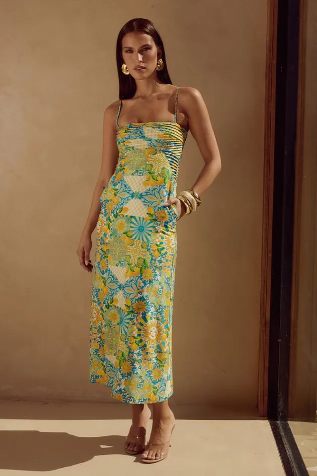 Women Midi Dresses Runaway The Label ANACAPRI MIDI DRESS Anacapri Lemon