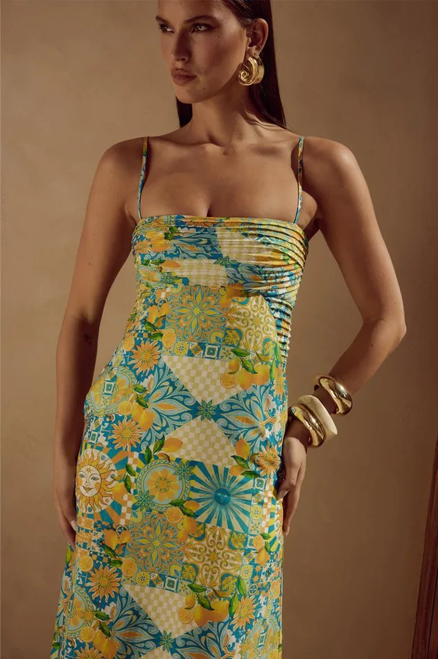 Women Midi Dresses Runaway The Label ANACAPRI MIDI DRESS Anacapri Lemon