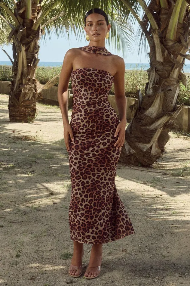 Women Midi Dresses Runaway The Label ANTONIE MIDI DRESS Leopard Print