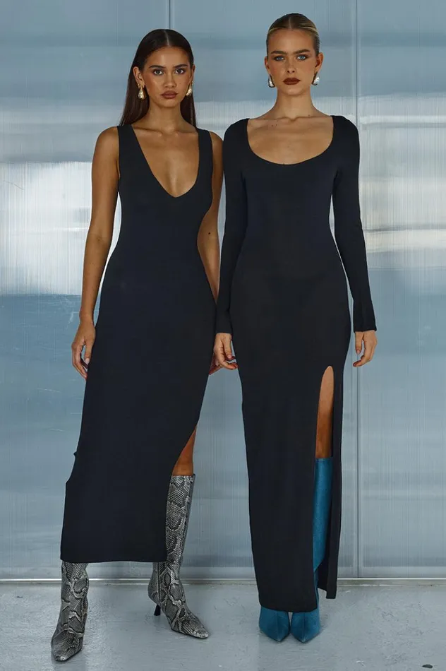 Women Midi Dresses Runaway The Label AUBREY MIDI DRESS Black