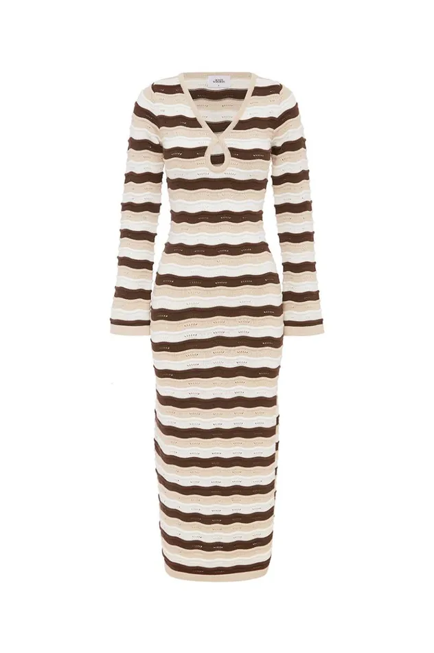 Women Midi Dresses Runaway The Label BLANCHE MIDI DRESS Choc Multi