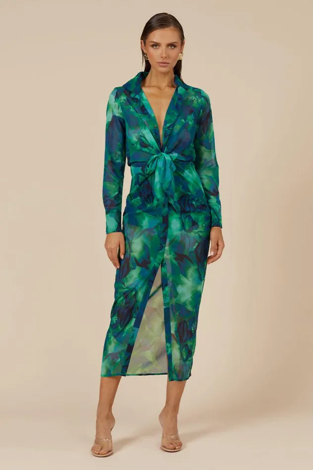 Women Midi Dresses Runaway The Label Calista Shirt Dress Green