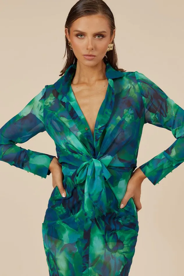 Women Midi Dresses Runaway The Label Calista Shirt Dress Green