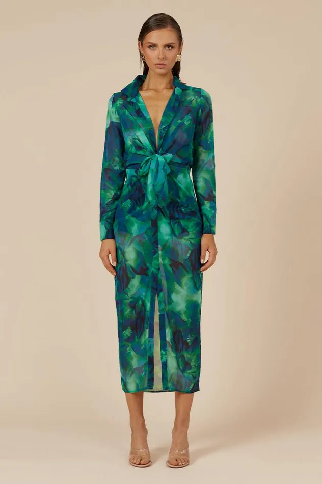 Women Midi Dresses Runaway The Label Calista Shirt Dress Green
