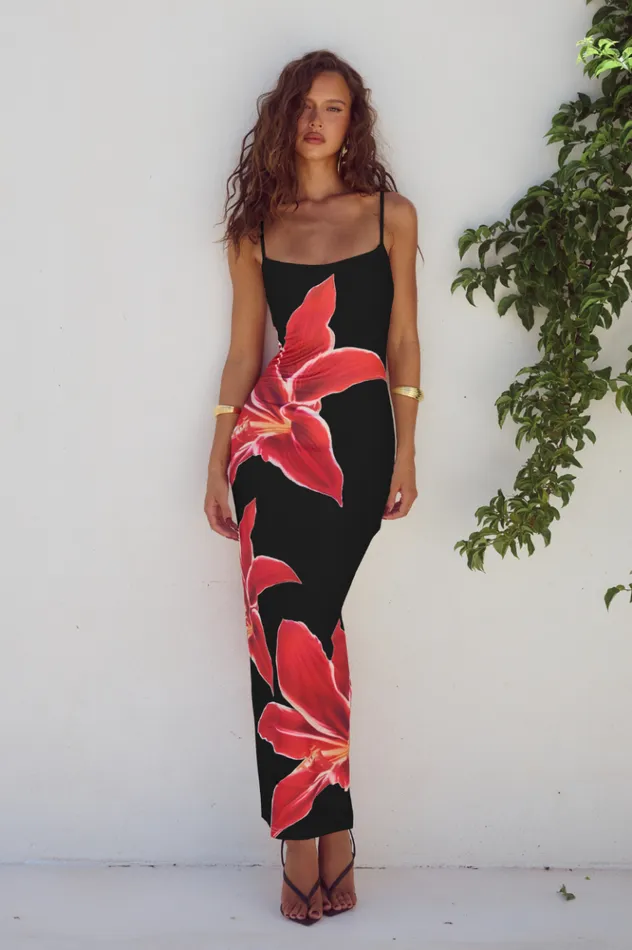 Women Midi Dresses Runaway The Label DEIA MIDI DRESS Black Lily