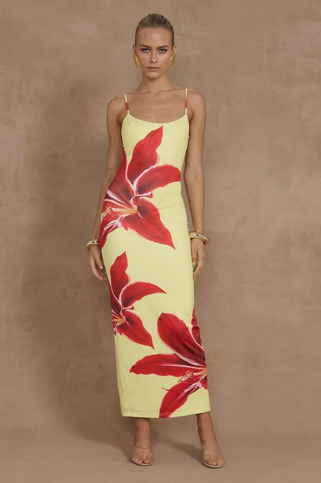 Women Midi Dresses Runaway The Label DEIA MIDI DRESS Yellow Lily