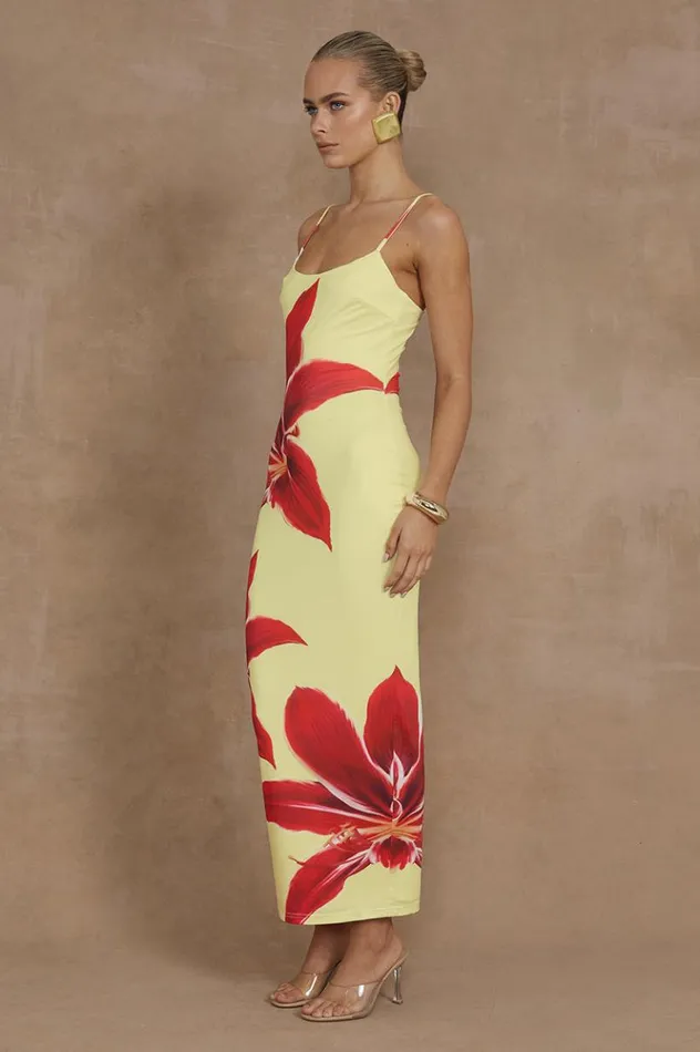 Women Midi Dresses Runaway The Label DEIA MIDI DRESS Yellow Lily