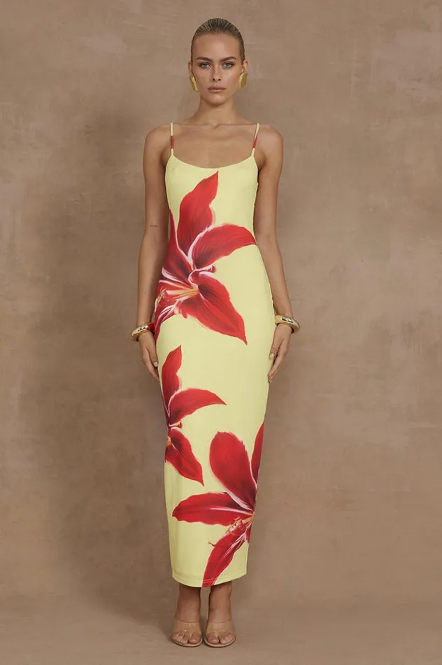 Women Midi Dresses Runaway The Label DEIA MIDI DRESS Yellow Lily
