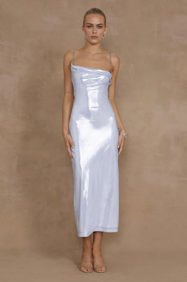 Women Midi Dresses Runaway The Label DENALI MIDI DRESS Silver