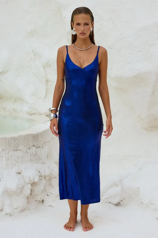 Women Midi Dresses Runaway The Label HALO LONG MIDI DRESS Azure