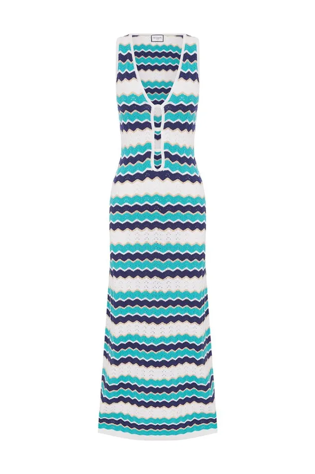 Women Midi Dresses Runaway The Label HUBERT MIDI DRESS Blue Multi