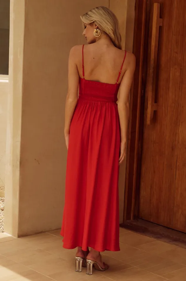 Women Midi Dresses Runaway The Label KELANI LUXE MIDI DRESS Red