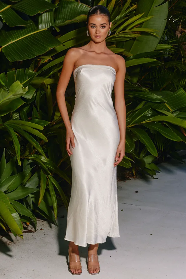 Women Midi Dresses Runaway The Label Leila Slip Dress Champagne