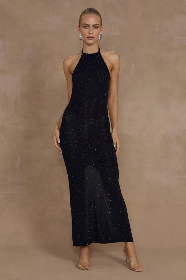 Women Midi Dresses Runaway The Label NATINO MIDI DRESS Black Shimmer