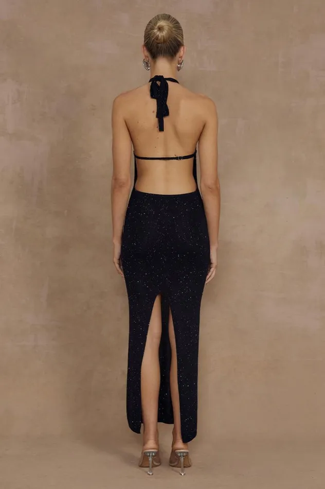 Women Midi Dresses Runaway The Label NATINO MIDI DRESS Black Shimmer