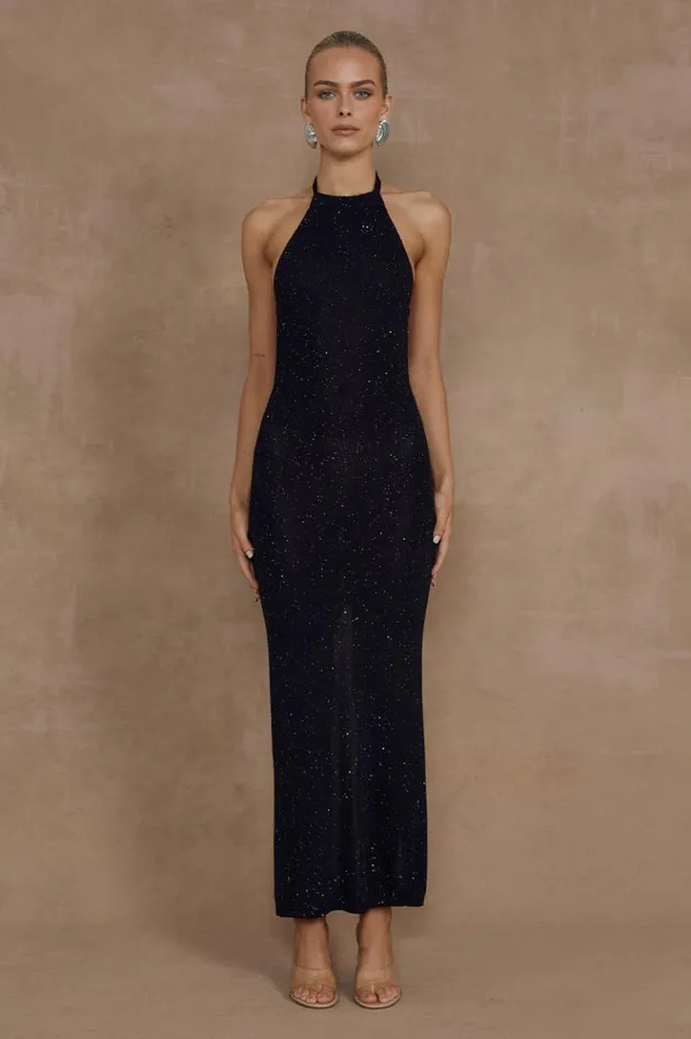 Women Midi Dresses Runaway The Label NATINO MIDI DRESS Black Shimmer