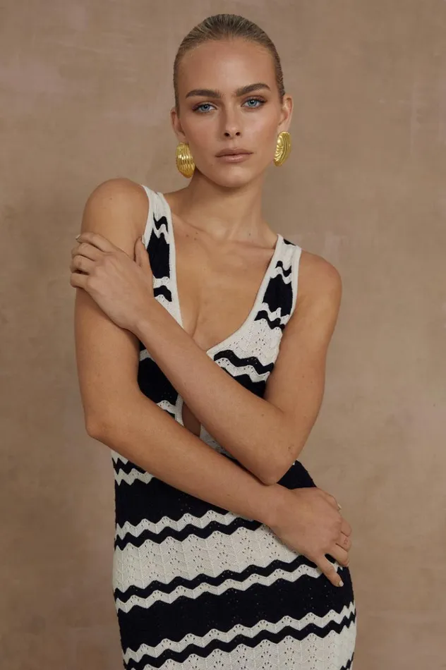 Women Midi Dresses Runaway The Label PANAMA MIDI DRESS Blacksand