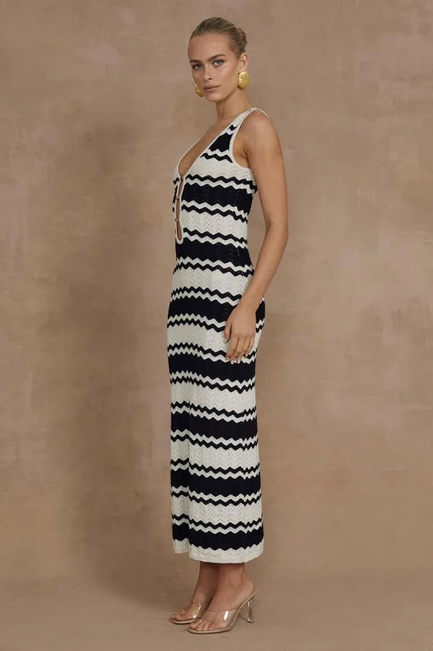 Women Midi Dresses Runaway The Label PANAMA MIDI DRESS Blacksand