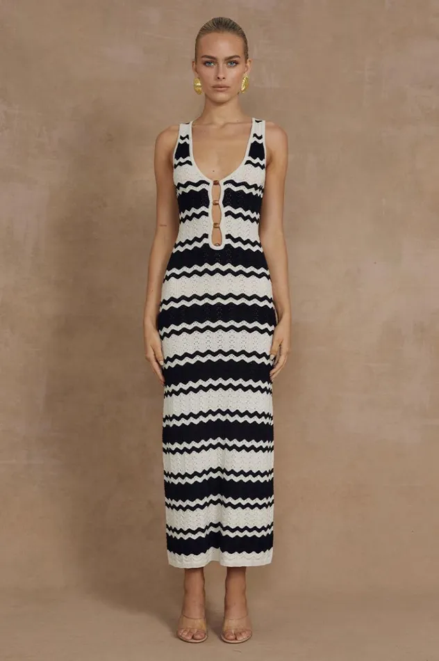 Women Midi Dresses Runaway The Label PANAMA MIDI DRESS Blacksand