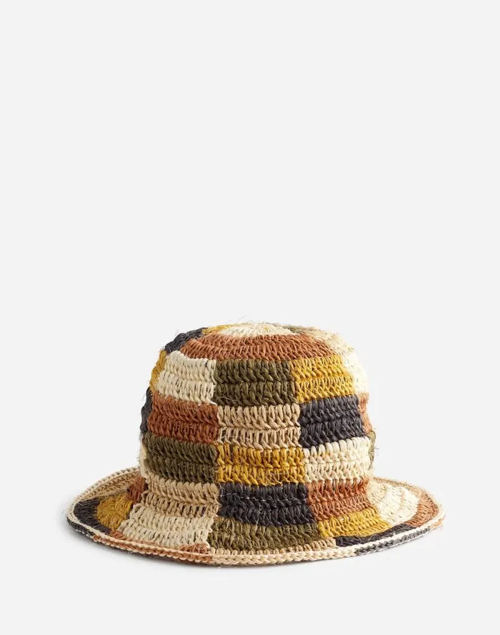 Women MINGA Crocheted Checkered Bucket Hat Multicolor Madewell Hats