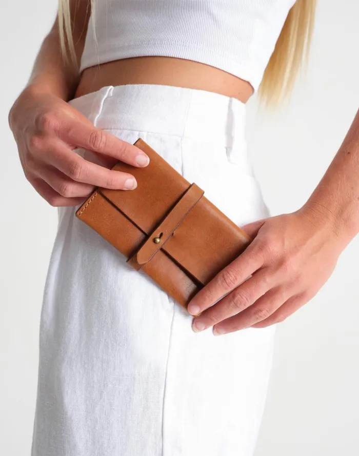 Women MINGA Leather Wrap Wallet Honey Madewell Pouches and Wallets