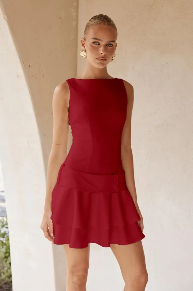 Women Mini Dresses Runaway The Label FAWN MINI DRESS Cherry