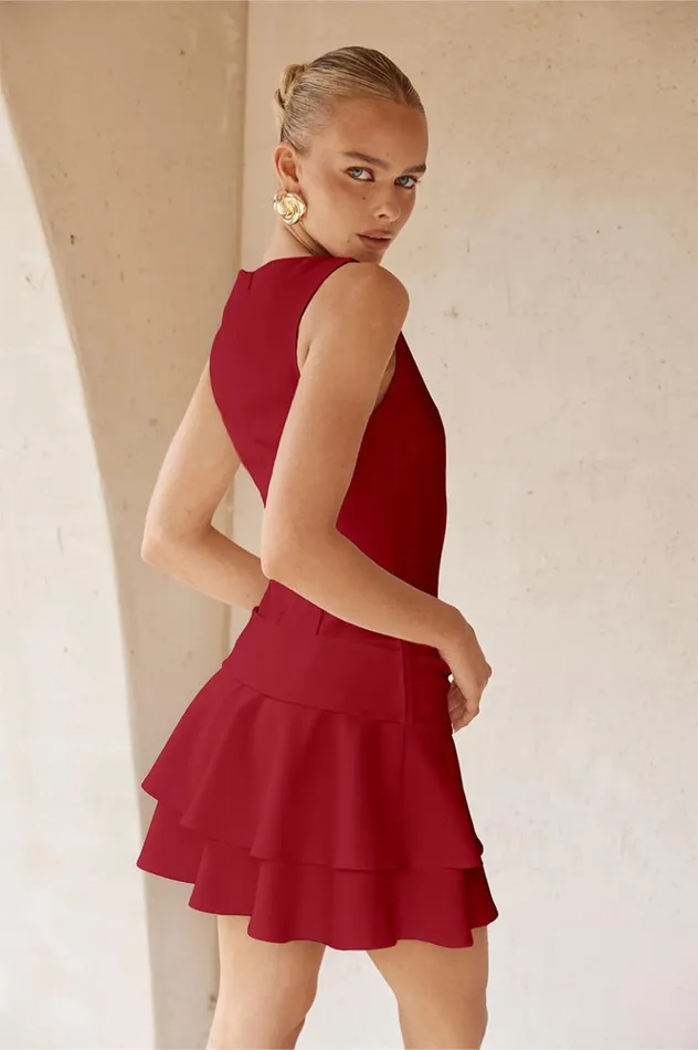 Women Mini Dresses Runaway The Label FAWN MINI DRESS Cherry