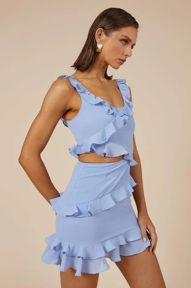 Women Mini Dresses Runaway The Label LEYLA MINI DRESS Blue