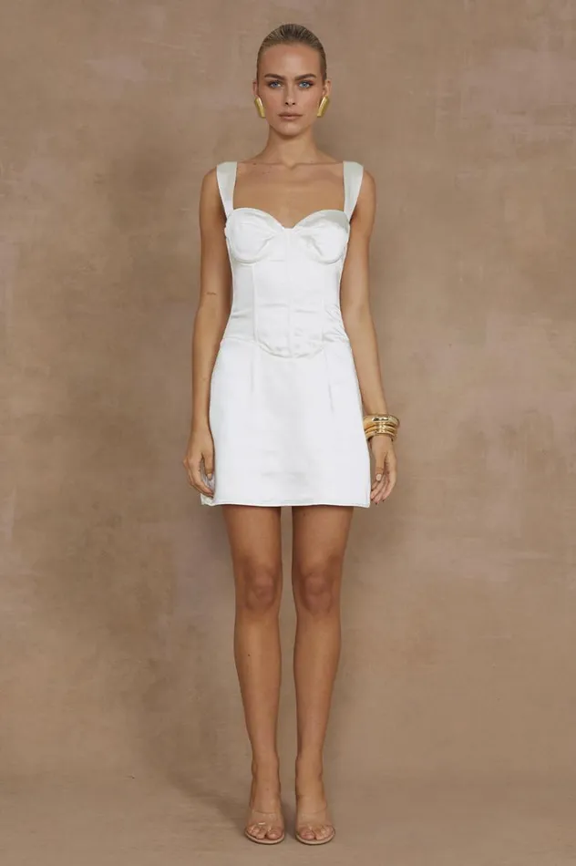 Women Mini Dresses Runaway The Label OURA MINI DRESS White
