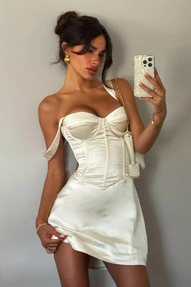 Women Mini Dresses Runaway The Label OURA MINI DRESS White