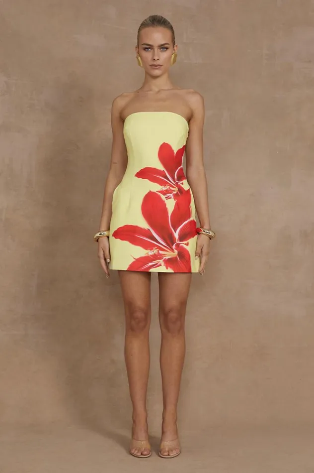 Women Mini Dresses Runaway The Label PRIMROSE MINI DRESS Yellow Lily