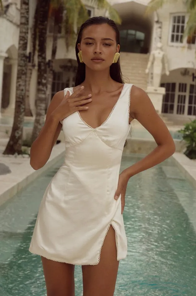 Women Mini Dresses Runaway The Label TERESA MINI DRESS Ivory