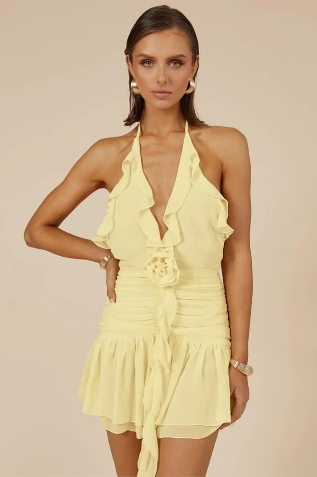 Women Mini Dresses Runaway The Label ZELIE MINI DRESS Lemon