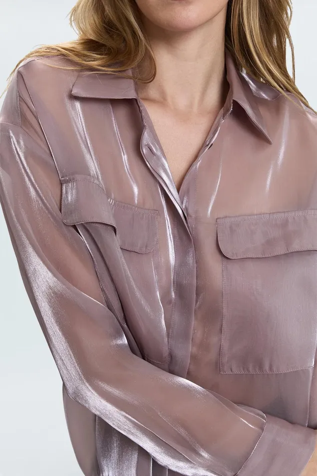 Women Miranda Sheer Shirt 8211 Pink Plum Pistola Denim Tops