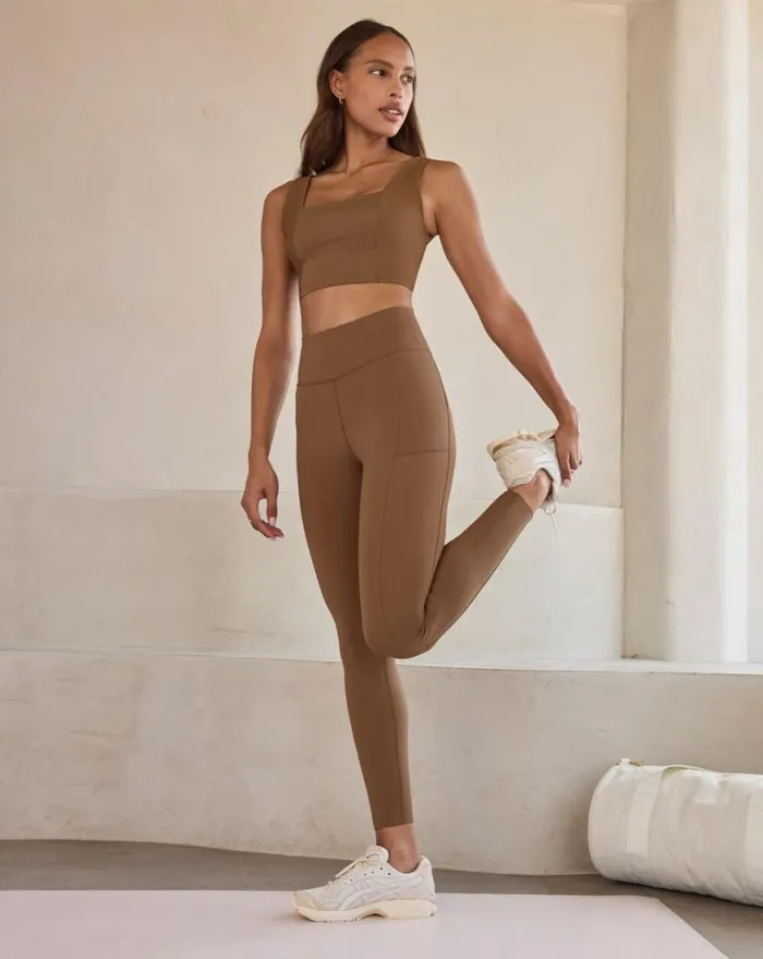 Women MOVEKNIT BONDED LEGGING Heather Chestnut TravisMathew Pants