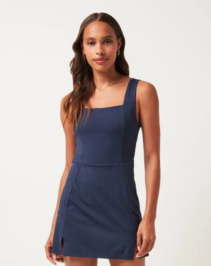 Women MOVEKNIT SLEEVELESS DRESS Heather Navy Blazer TravisMathew Dresses