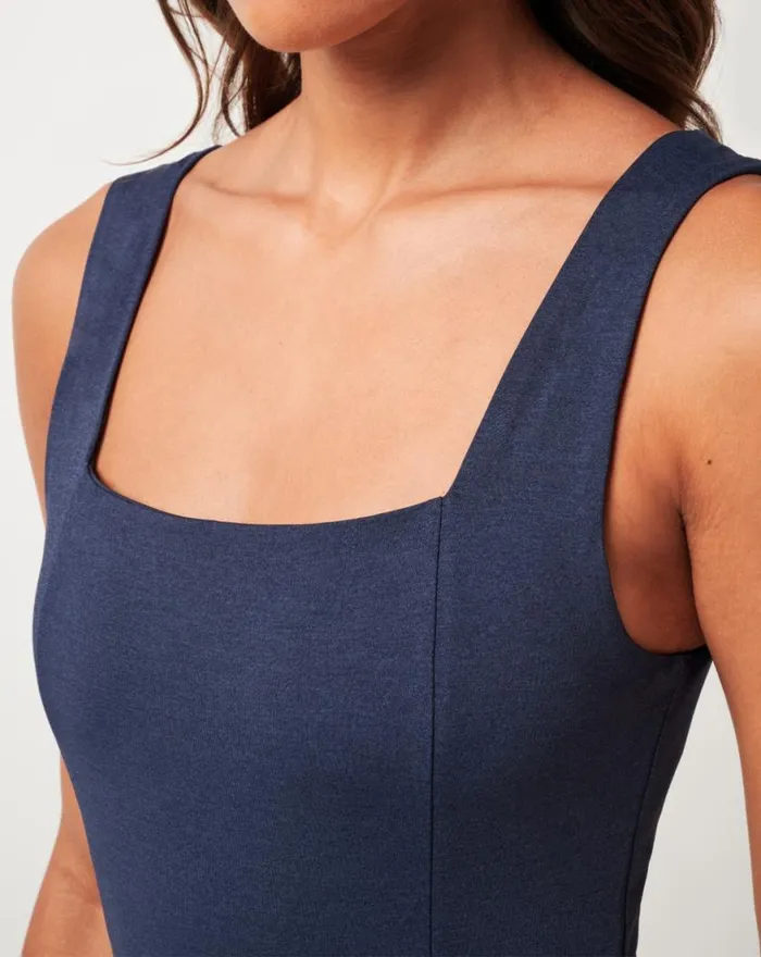 Women MOVEKNIT SLEEVELESS DRESS Heather Navy Blazer TravisMathew Dresses