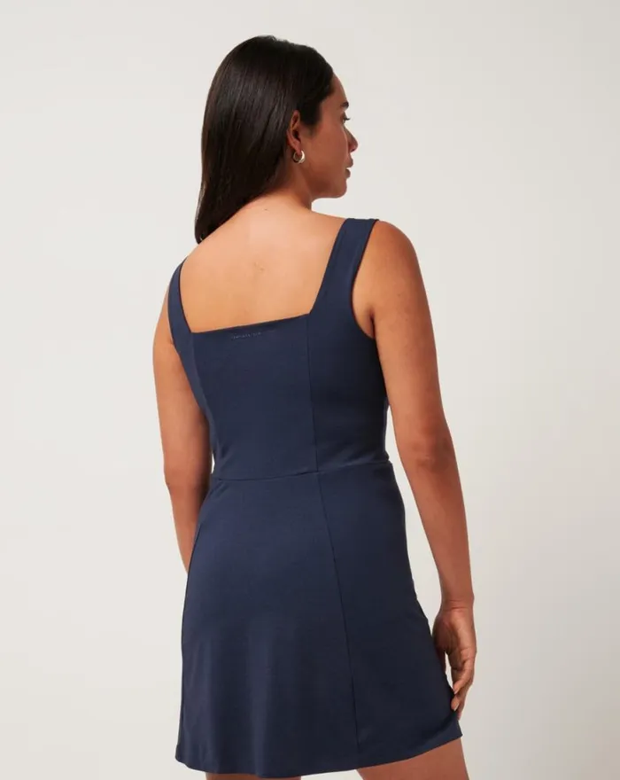 Women MOVEKNIT SLEEVELESS DRESS Heather Navy Blazer TravisMathew Dresses