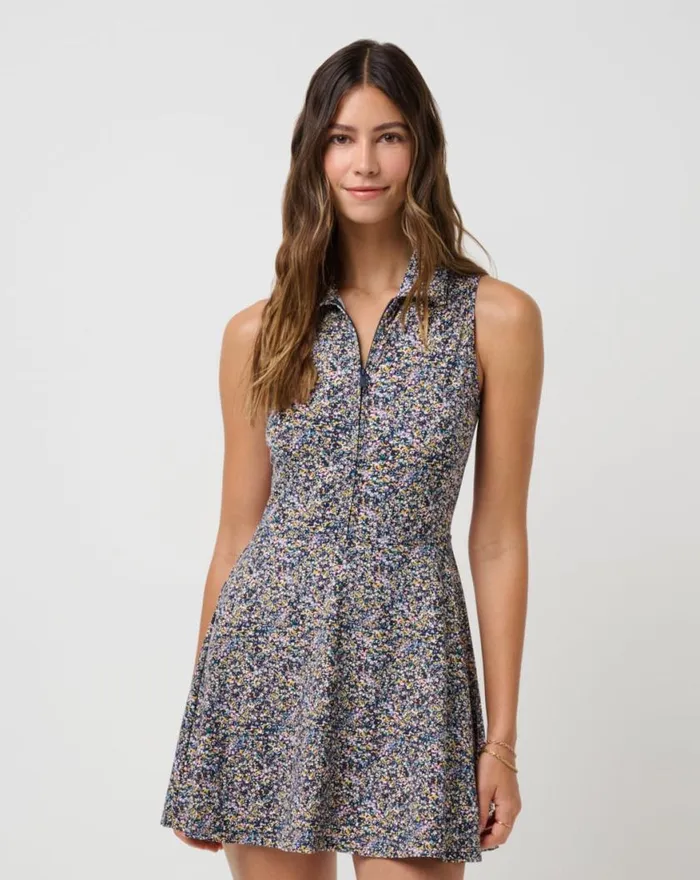 Women MOVEKNIT SLEEVELESS POLO DRESS 20 Cream Multi TravisMathew Dresses