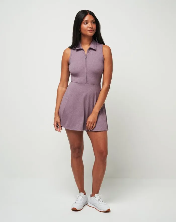 Women MOVEKNIT SLEEVELESS POLO DRESS 20 Heather Moonscape TravisMathew Dresses