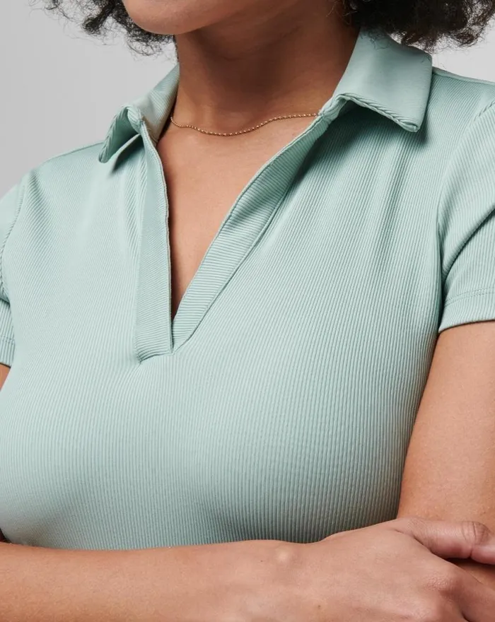 Women MOVEKNIT VNECK POLO Jade TravisMathew Polos