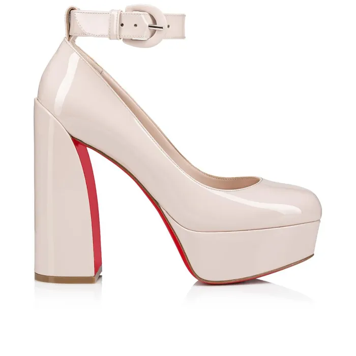Women Movidastrap 130 Mm Pumps 8211 Patent Calf Leather 8211 Leche Beige Christian Louboutin Pumps
