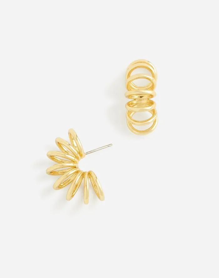 Women MultiRing Small Hoop Earrings Pale Gold Madewell Jewelry